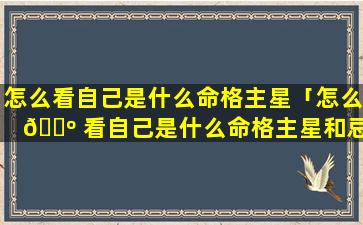 怎么看自己是什么命格主星「怎么 🌺 看自己是什么命格主星和忌神」